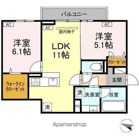 DーRESIDENCE明神(2LDK/3階)の間取り写真