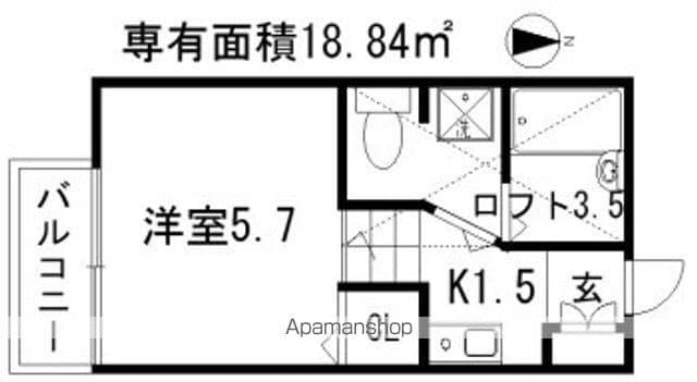 ポンデロッサ佃野(ワンルーム/1階)の間取り写真