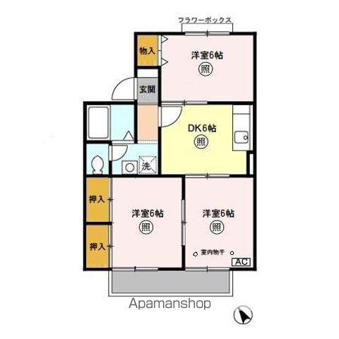 サニーハイツ不動台(3DK/2階)の間取り写真