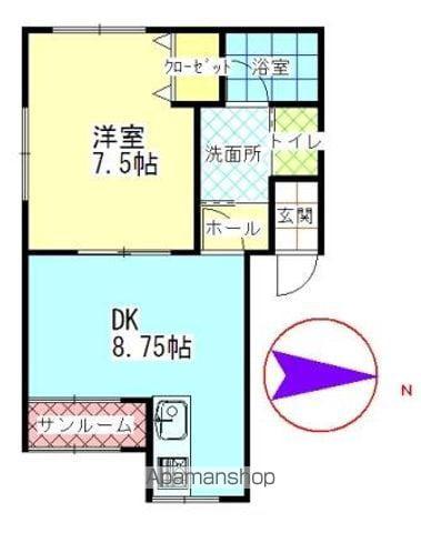 サニーハウス(1LDK/2階)の間取り写真