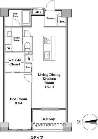 レジディア武蔵小杉(1LDK/4階)の間取り写真