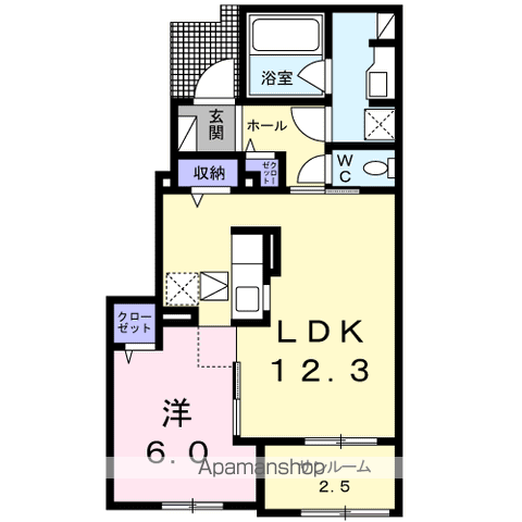 エトワール福水B(1LDK/1階)の間取り写真
