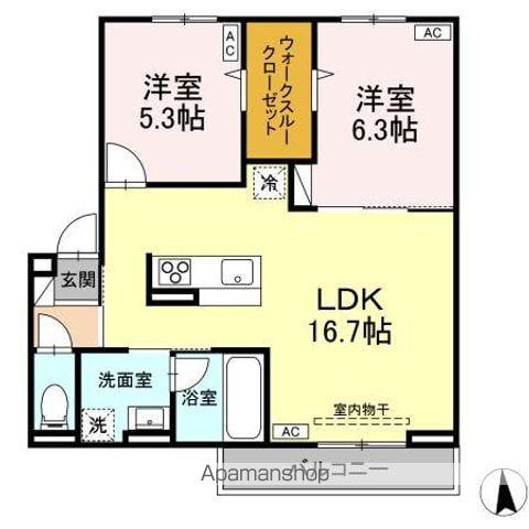 TORISIA盛岡向中野(2LDK/2階)の間取り写真