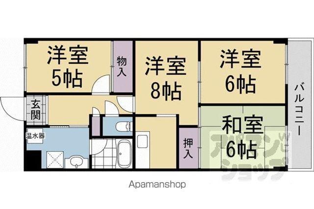 コトーハイツ伏見稲荷A棟(3LDK/4階)の間取り写真