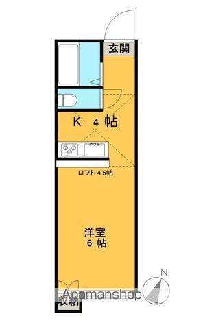 アパートメントエコルセB(ワンルーム/1階)の間取り写真