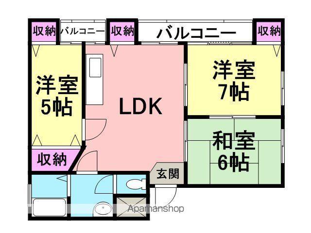 ミヤビマンション(3LDK/2階)の間取り写真