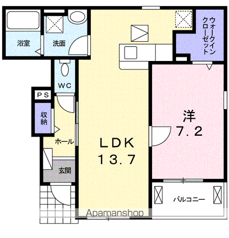 リバーサイド・サクラⅢ(1LDK/1階)の間取り写真