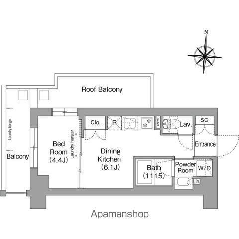 ウエリスアーバン住吉イースト(1DK/9階)の間取り写真