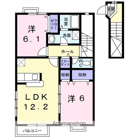 プラトーA(2LDK/2階)の間取り写真