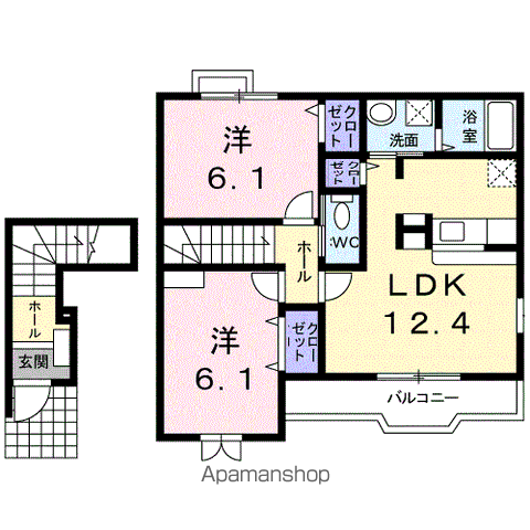 プラシード(2LDK/2階)の間取り写真