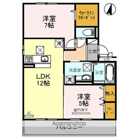 D-ROOM吹屋町 A棟(2LDK/1階)の間取り写真