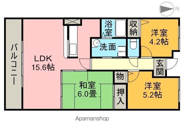 グランドヒルズ当知1番館(3LDK/2階)の間取り写真