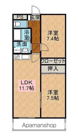 ポットヴァレー(2LDK/1階)の間取り写真