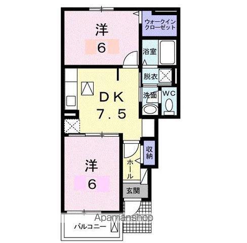 リバーサイド・三日月(2DK/1階)の間取り写真