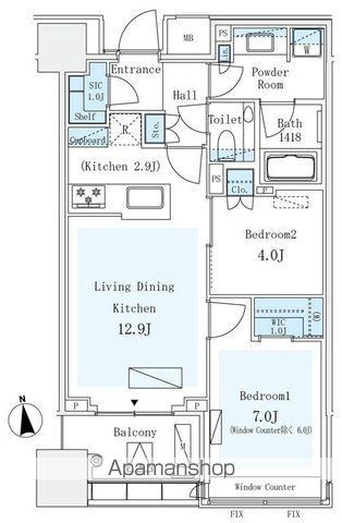 パークコート ザ・三番町ハウス(2LDK/9階)の間取り写真