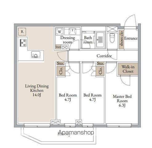 クラリティア横濱反町(3LDK/1階)の間取り写真