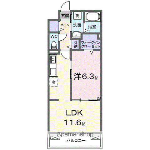 トロワ・ブランシュ・港町(1LDK/2階)の間取り写真