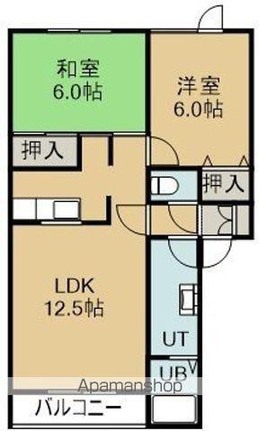 トータス西桔梗C棟(2LDK/2階)の間取り写真