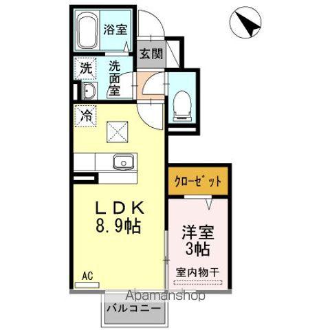 D-ROOM中里(1LDK/1階)の間取り写真
