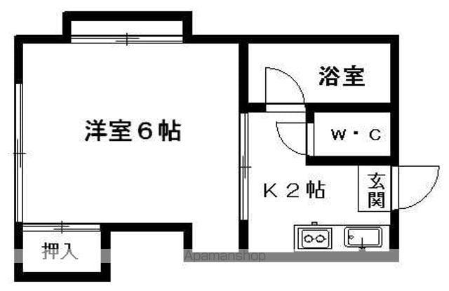 ドミール辻(1K/2階)の間取り写真