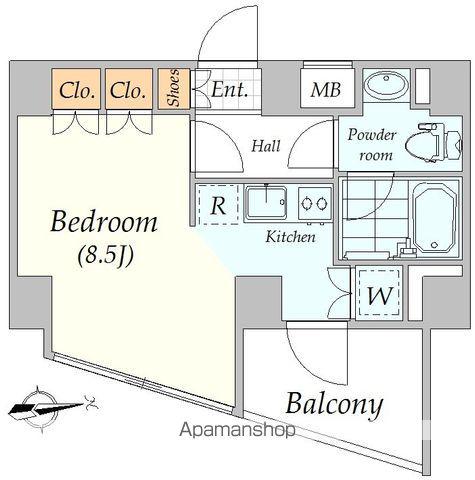 プレミアムキューブG四谷左門町(ワンルーム/13階)の間取り写真