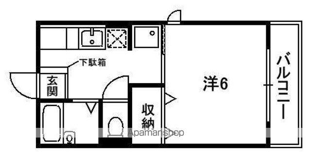 フロイデ田辺B(1K/1階)の間取り写真