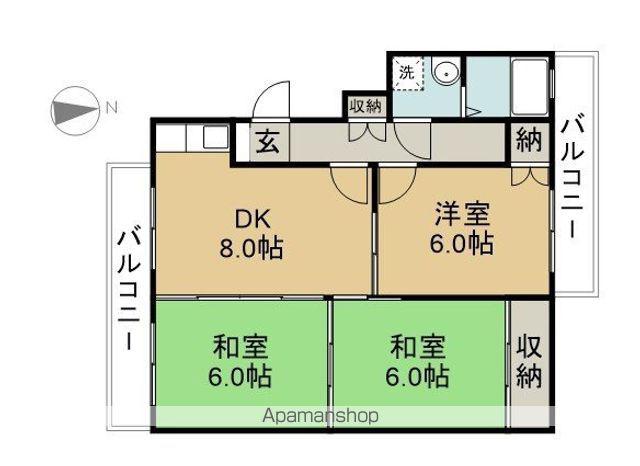 メゾン西町(3DK/2階)の間取り写真