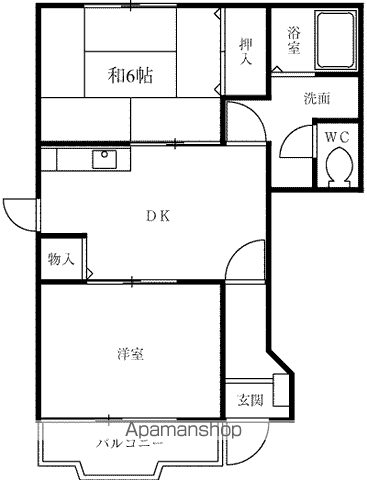 サンフォレストB(2DK/1階)の間取り写真