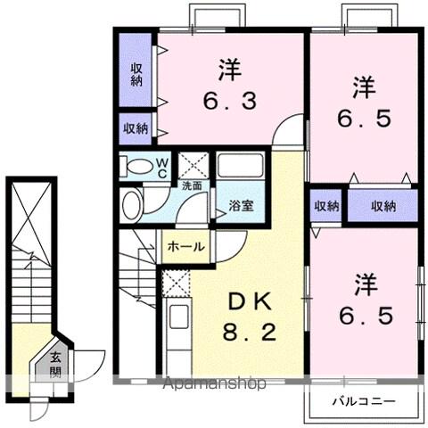 ミーツハオスA(3DK/2階)の間取り写真