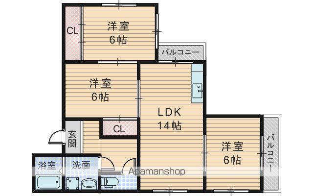 メゾン菊松(3LDK/1階)の間取り写真
