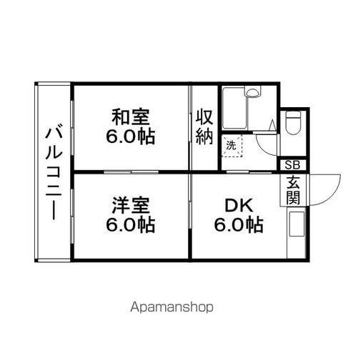 マーキスひがし(2DK/3階)の間取り写真