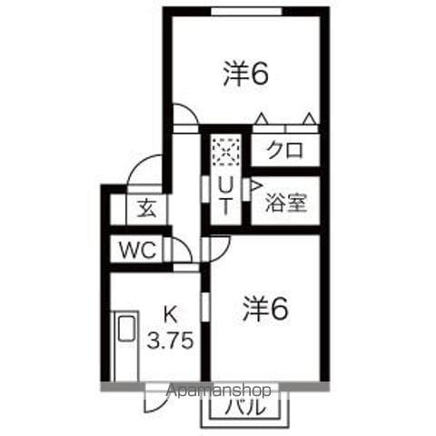 サニープレイスA・B(2K/1階)の間取り写真
