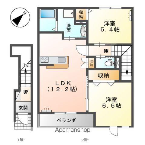 アザレア(2LDK/2階)の間取り写真