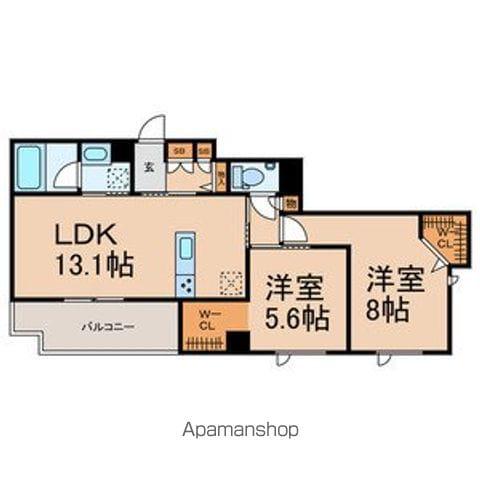 GRANDY VILLA OHTAKANOMORI Ⅱ(2LDK/1階)の間取り写真
