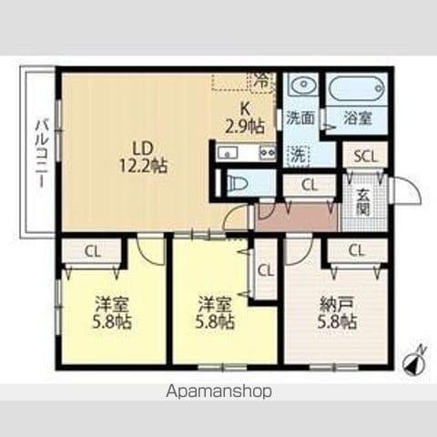 WELLBRIGHT朝日RESIDENCE(3LDK/4階)の間取り写真