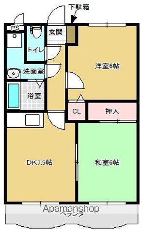 セゾン北条谷(2DK/2階)の間取り写真