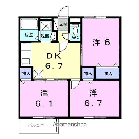 ライフハウス(3DK/2階)の間取り写真