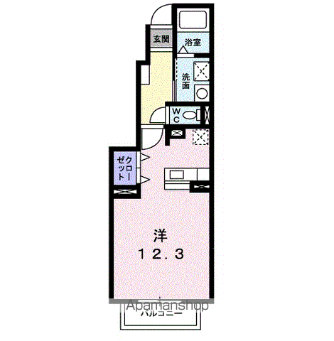 ミニョン・ベル・フィオーレ(ワンルーム/1階)の間取り写真