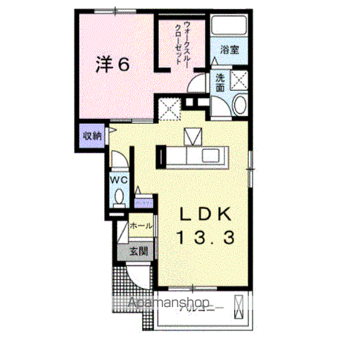 ロータス C(1LDK/1階)の間取り写真