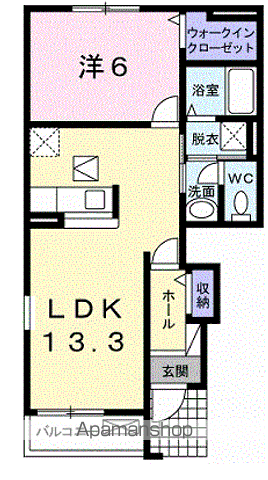 モクリカーサ(1LDK/1階)の間取り写真