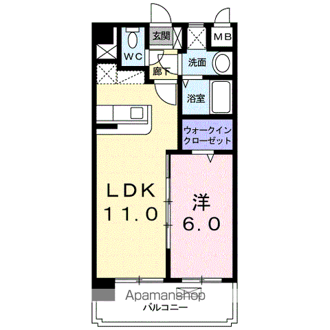 サンセール宮ノ陣(1LDK/1階)の間取り写真