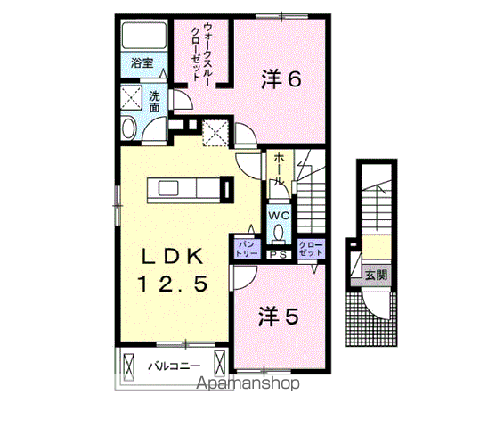 チェリーガーデンⅢ(2LDK/2階)の間取り写真