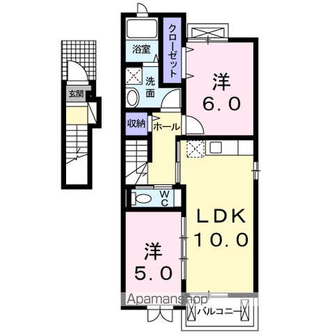 ヴィレッタⅡ(2LDK/2階)の間取り写真