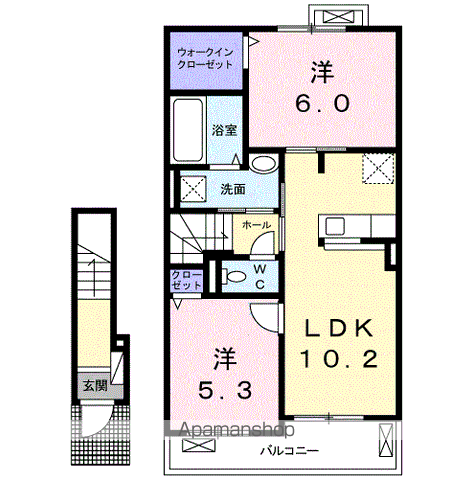 ルミエール 今山 Ⅲ(2LDK/2階)の間取り写真