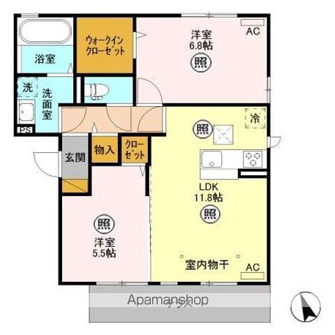 コスタデルソーレ(2LDK/1階)の間取り写真