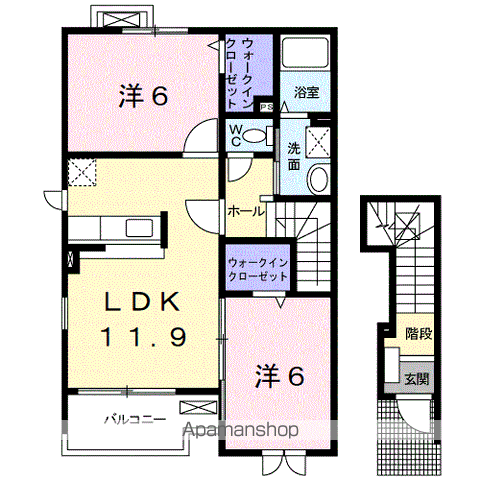 フォレスタ・高松 Ⅱ(2LDK/2階)の間取り写真