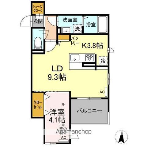 DーROOM ARAI 4TH STREET(1LDK/3階)の間取り写真