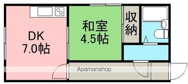 ポプラマンション(1DK/2階)の間取り写真
