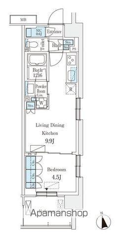 スカイグランデ津田沼(1LDK/8階)の間取り写真