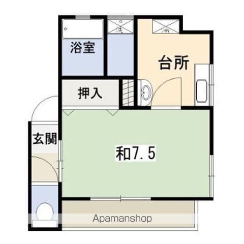 グリーンサイドこだま(1K/1階)の間取り写真